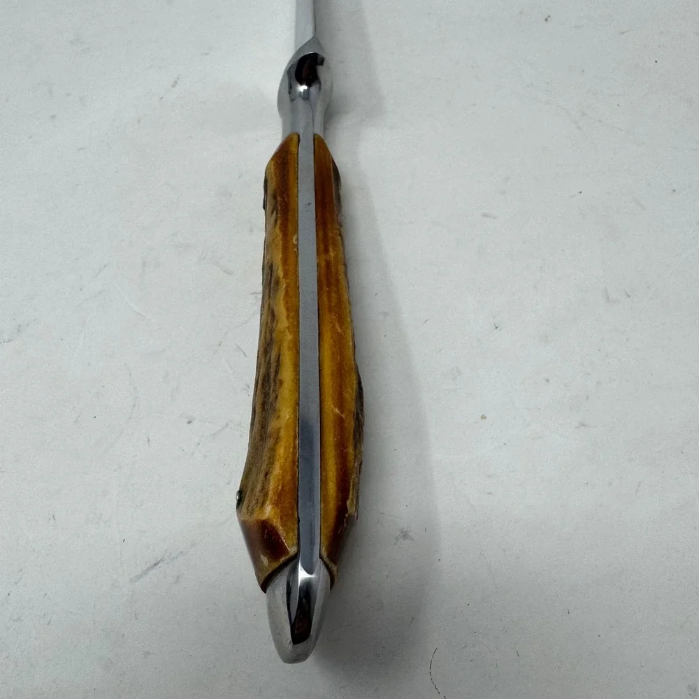 Abercrombie & Fitch Co Germany Stainless Carving Knife Stag Antler Handle‎ 12in
